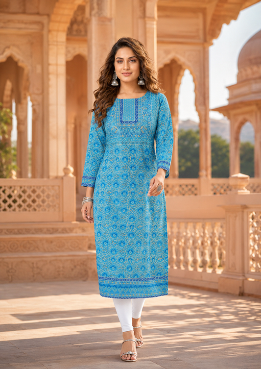Minu Fashions Women Neeta Deluxe Printed Straight Kurti