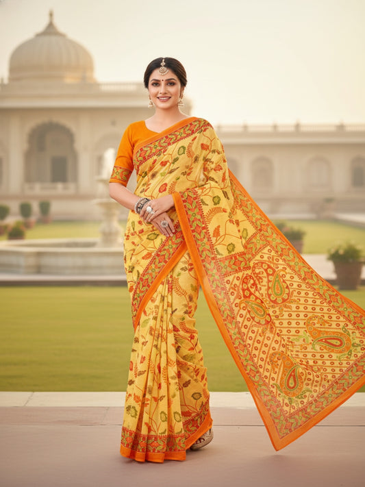 Pure Cotton Saree for Women Soft Lightweight Printed Daily Wear Traditional Casual Office Wear Saree