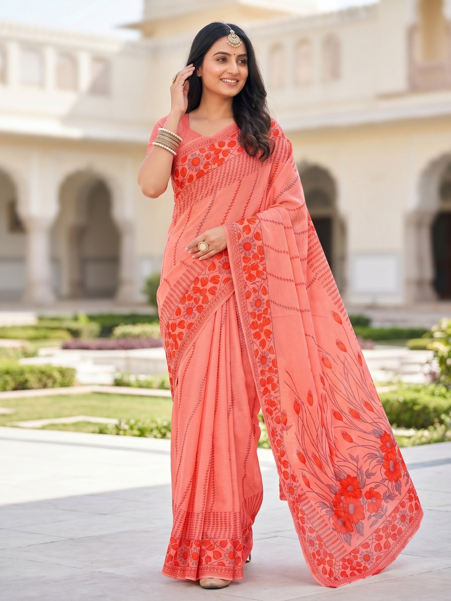 Pure Cotton Saree for Women Soft Lightweight Printed Daily Wear Traditional Casual Office Wear Saree