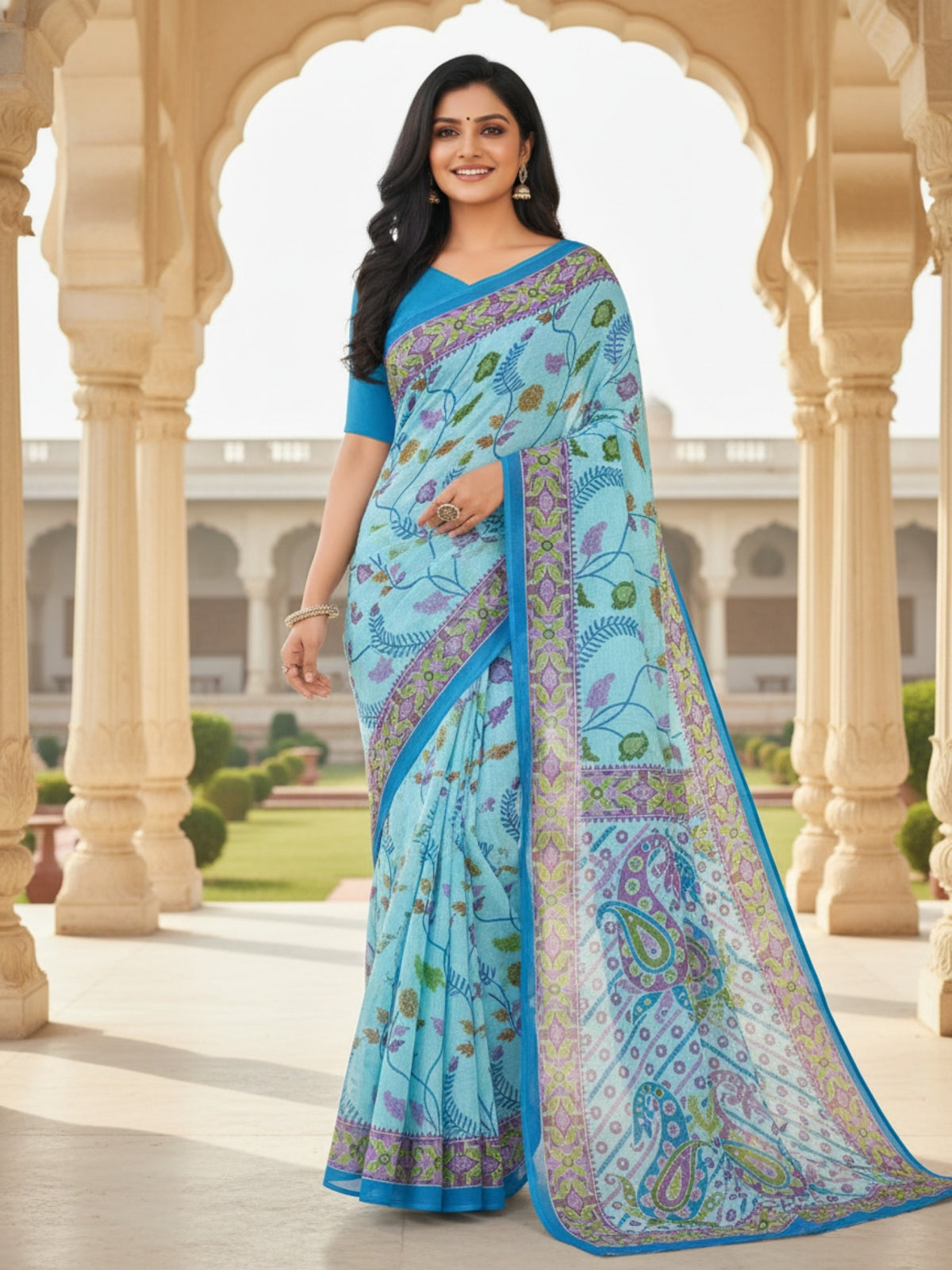 Pure Cotton Saree for Women Soft Lightweight Printed Daily Wear Traditional Casual Office Wear Saree