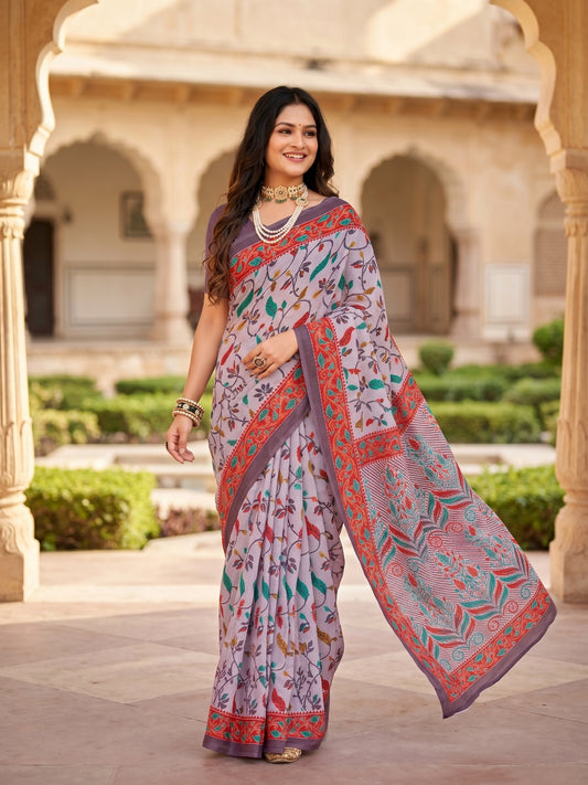 Pure Cotton Saree for Women Soft Lightweight Printed Daily Wear Traditional Casual Office Wear Saree