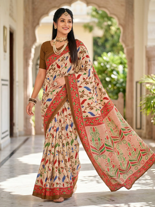 Pure Cotton Saree for Women Soft Lightweight Printed Daily Wear Traditional Casual Office Wear Saree