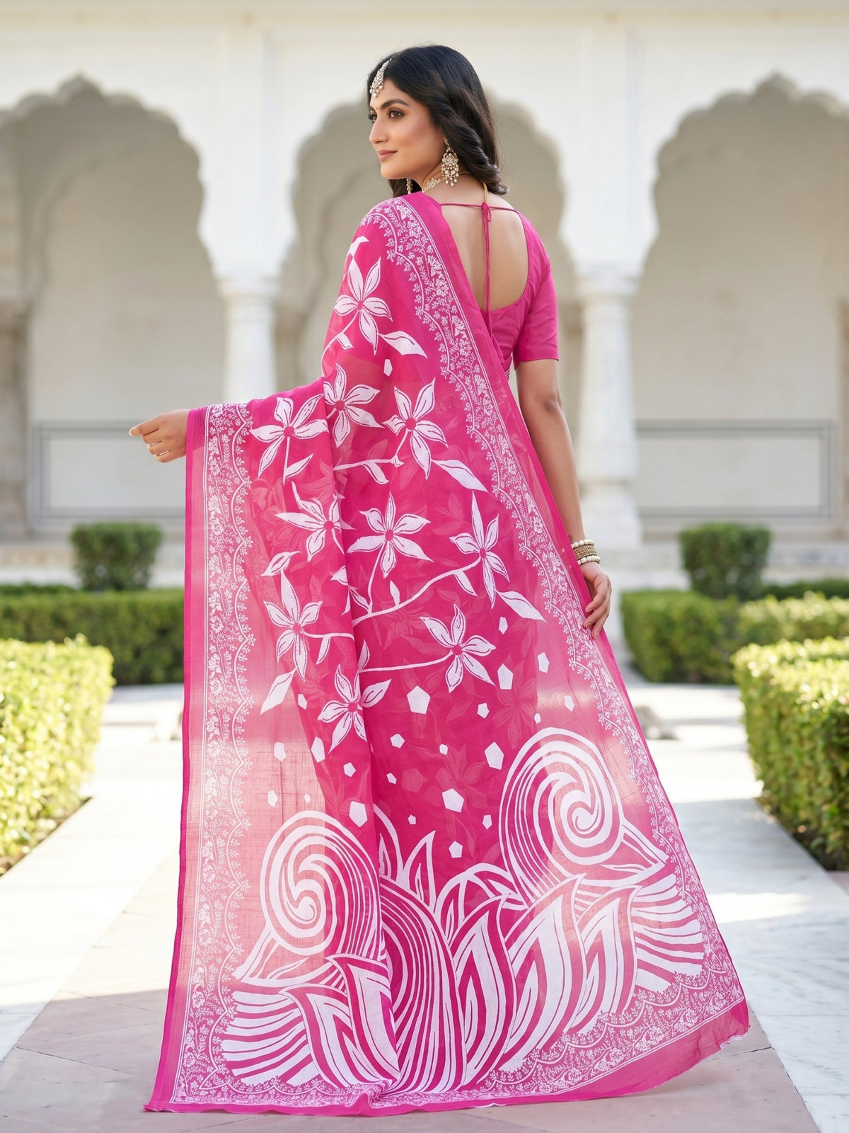 Malang 94 Pure Cotton Printed Daily Wear Saree – Pink
