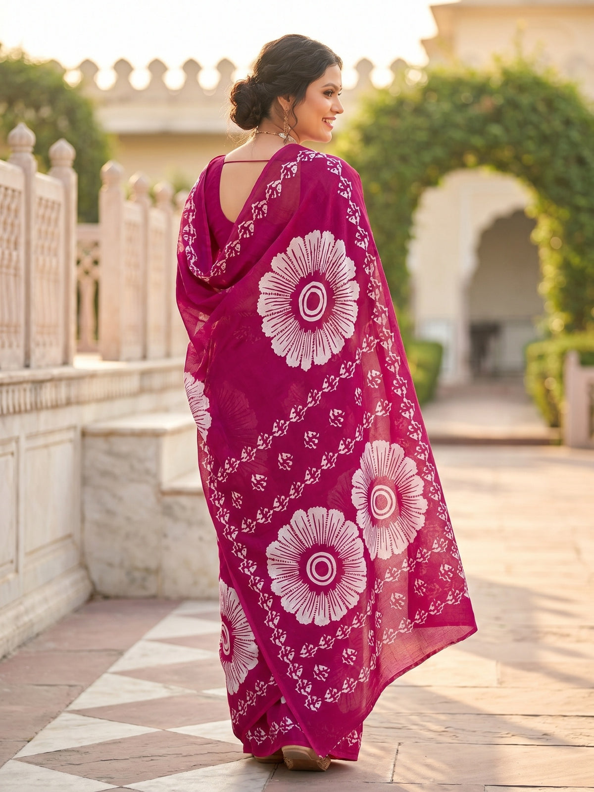 Malang 95 Pure Cotton Printed Daily Wear Saree – Pink
