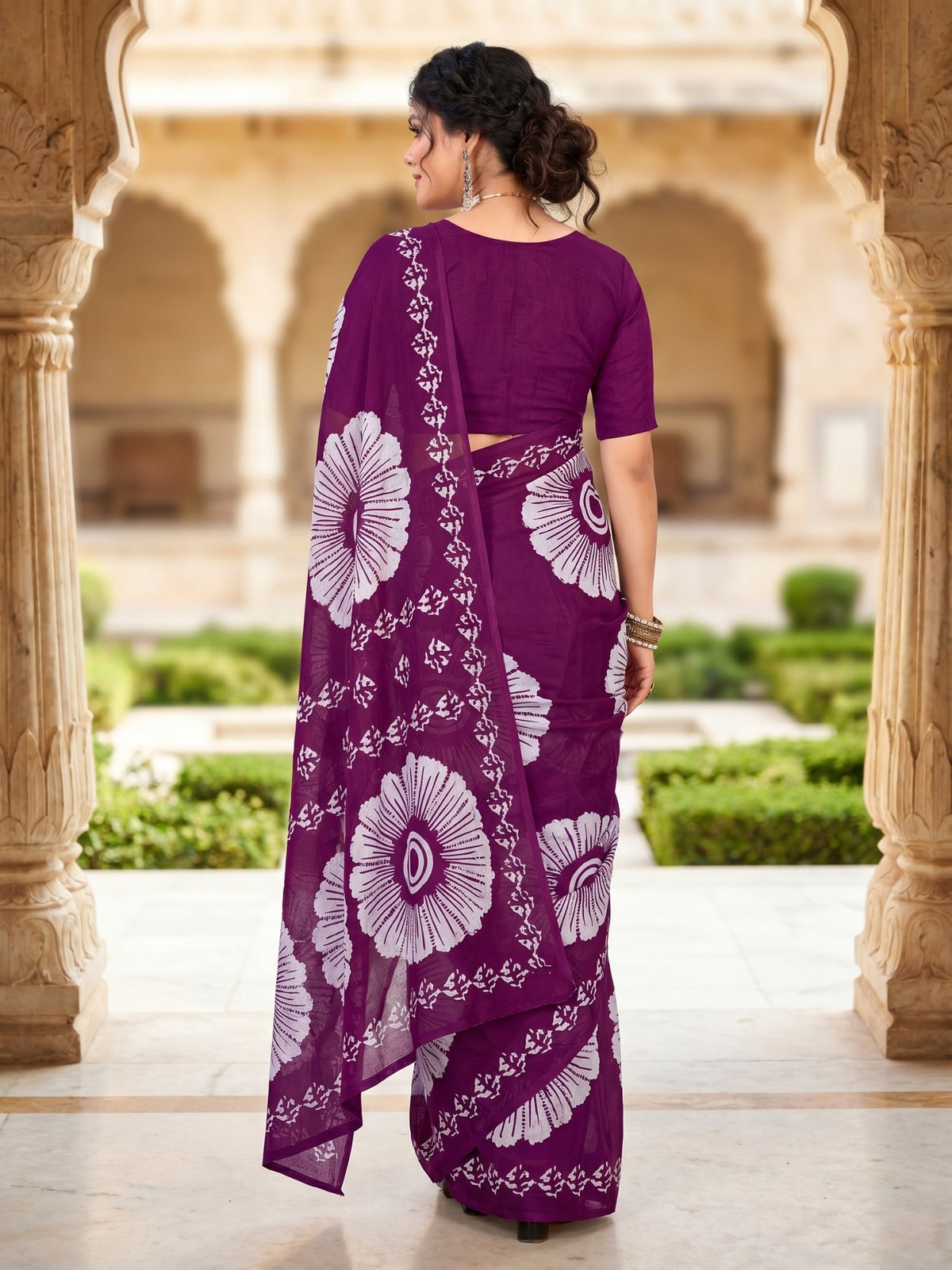 Malang 95 Pure Cotton Printed Daily Wear Saree – Purple