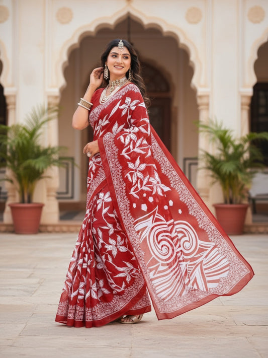 Pure Cotton Saree for Women Soft Lightweight Printed Daily Wear Traditional Casual Office Wear Saree