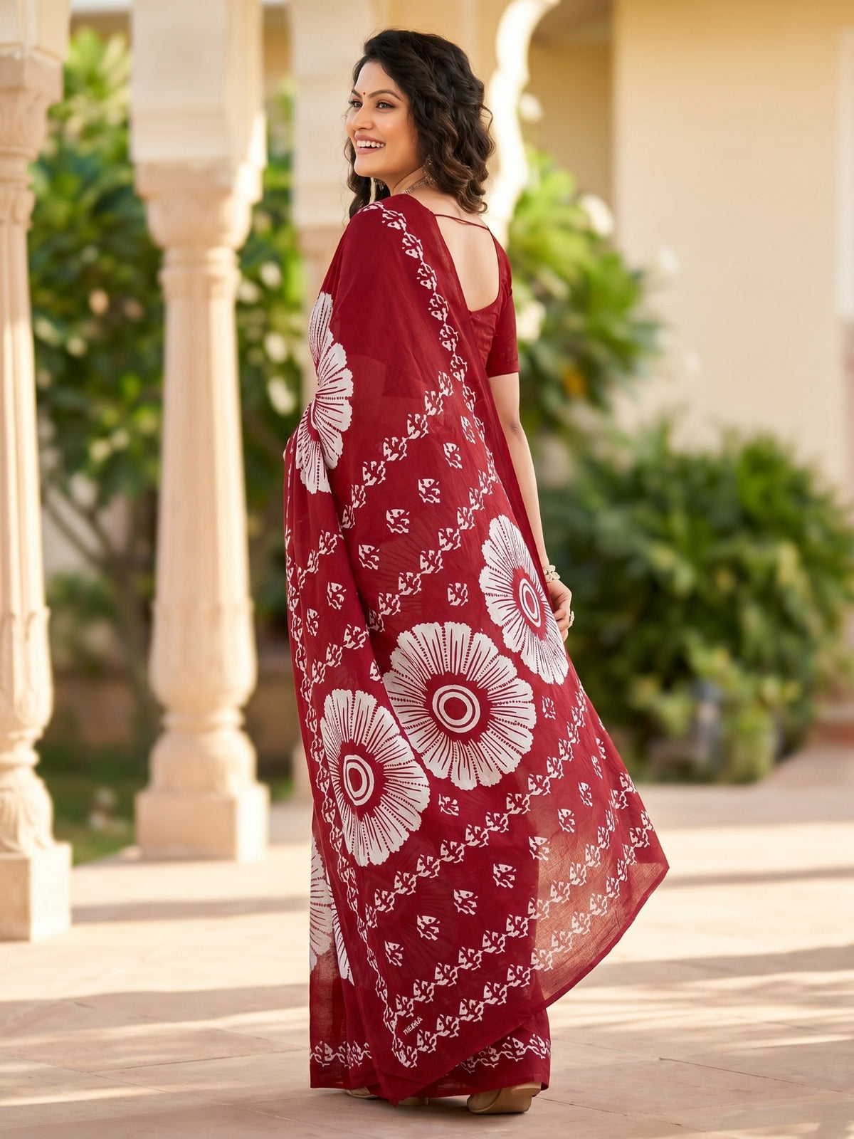 Malang 95 Pure Cotton Printed Daily Wear Saree – Red
