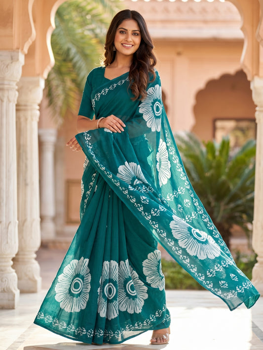 Pure Cotton Saree for Women Soft Lightweight Printed Daily Wear Traditional Casual Office Wear Saree
