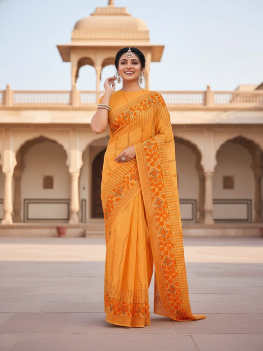 Pure Cotton Saree for Women Soft Lightweight Printed Daily Wear Traditional Casual Office Wear Saree