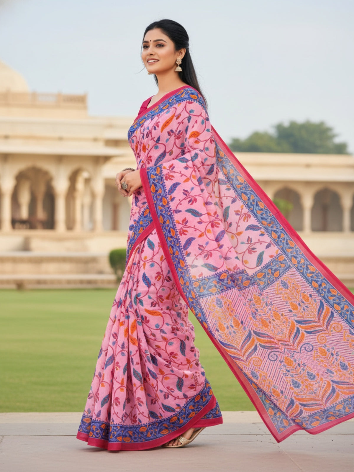 Pure Cotton Saree for Women Soft Lightweight Printed Daily Wear Traditional Casual Office Wear Saree