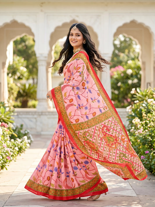Pure Cotton Saree for Women Soft Lightweight Printed Daily Wear Traditional Casual Office Wear Saree