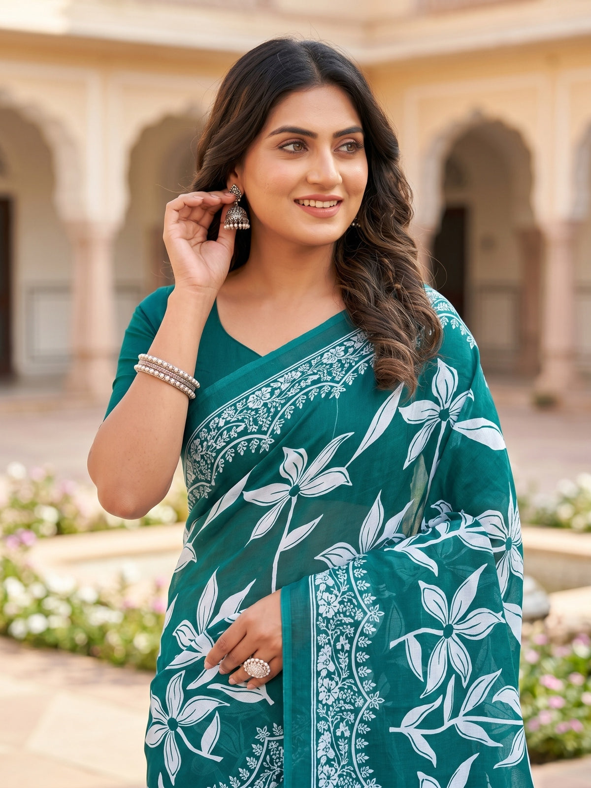 Malang 94 Pure Cotton Printed Daily Wear Saree – Sea Green