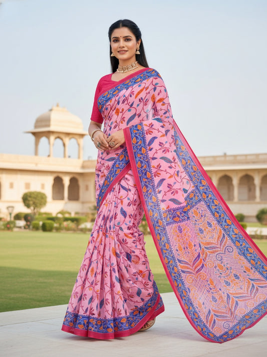 Pure Cotton Saree for Women Soft Lightweight Printed Daily Wear Traditional Casual Office Wear Saree