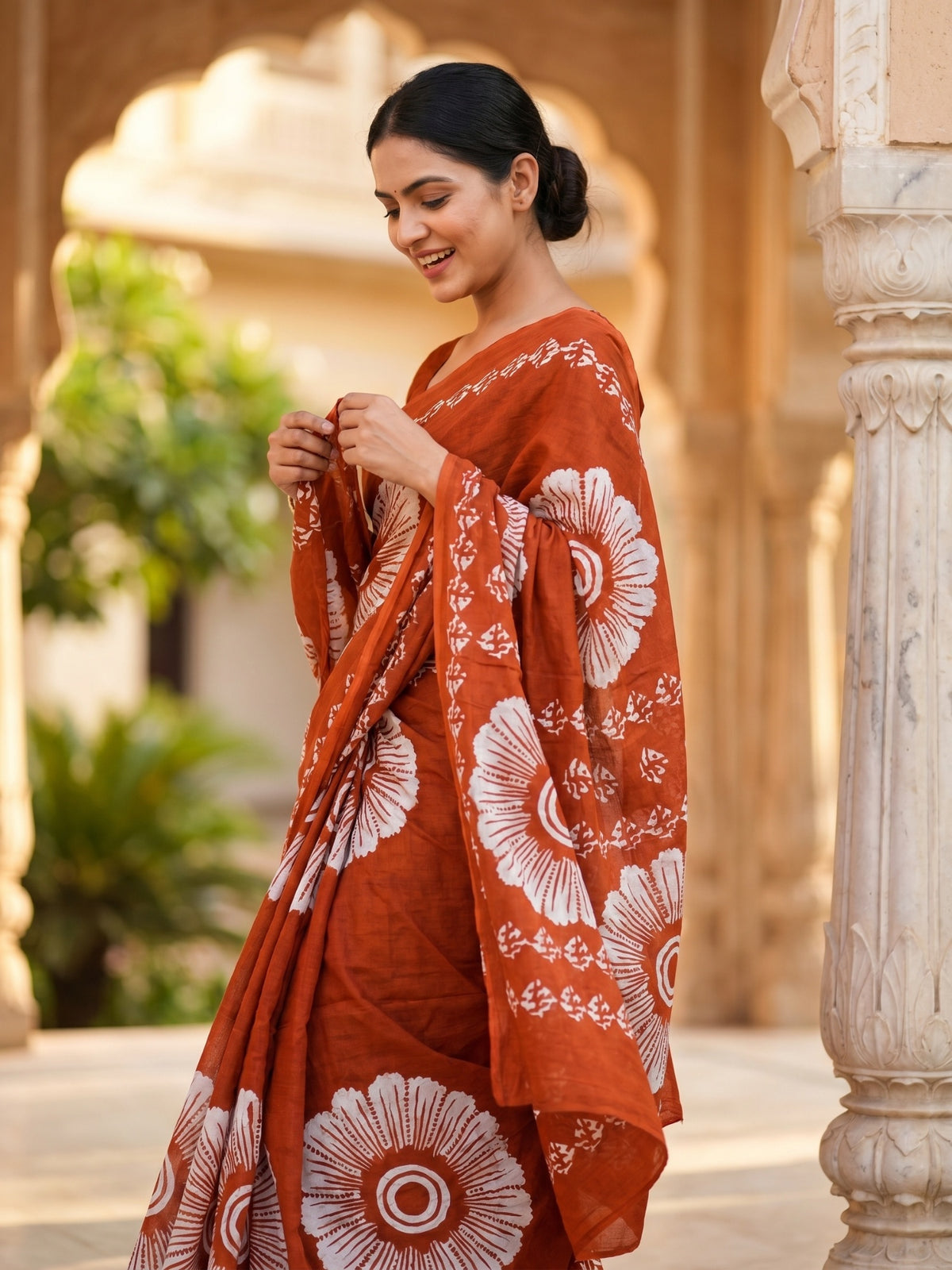 Malang 95 Pure Cotton Printed Daily Wear Saree – Orange