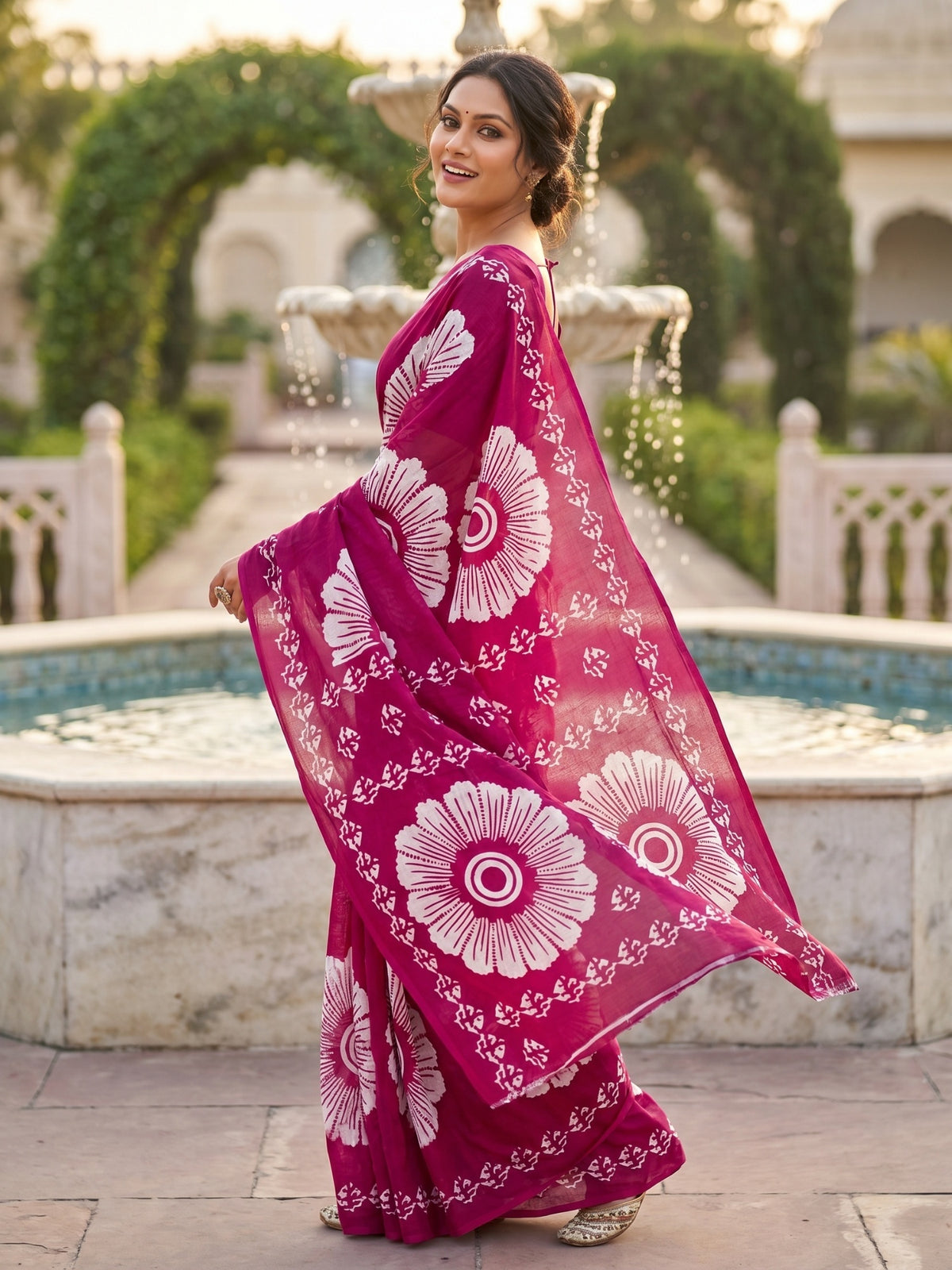 Malang 95 Pure Cotton Printed Daily Wear Saree – Pink