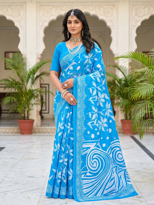 Pure Cotton Saree for Women Soft Lightweight Printed Daily Wear Traditional Casual Office Wear Saree