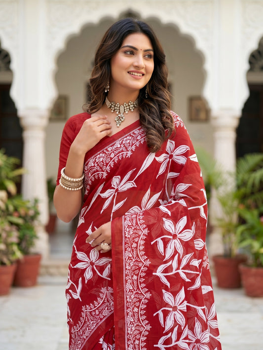 Pure Cotton Saree for Women Soft Lightweight Printed Daily Wear Traditional Casual Office Wear Saree