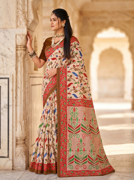 Pure Cotton Saree for Women Soft Lightweight Printed Daily Wear Traditional Casual Office Wear Saree