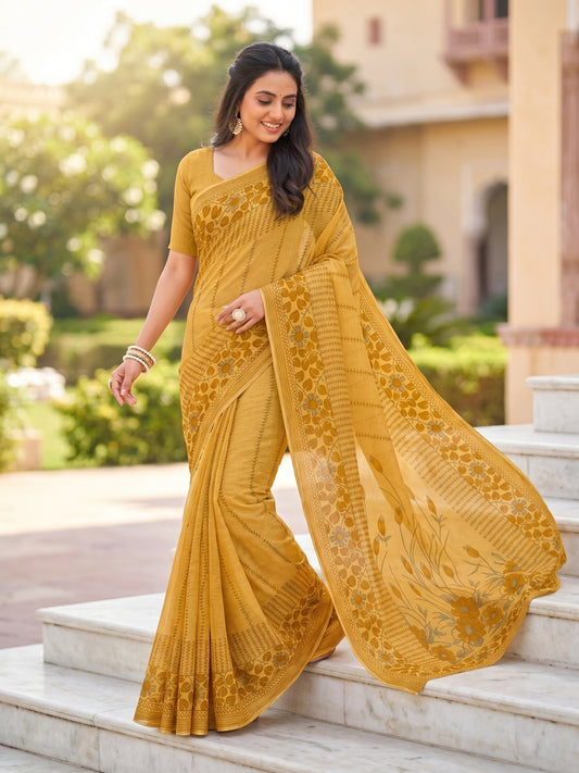 Pure Cotton Saree for Women Soft Lightweight Printed Daily Wear Traditional Casual Office Wear Saree