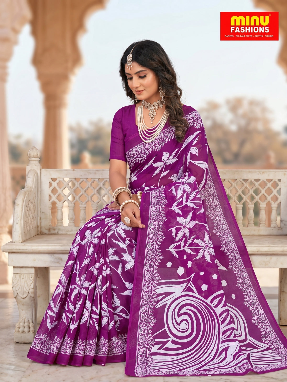 Malang 94 Pure Cotton Printed Daily Wear Saree – Purple