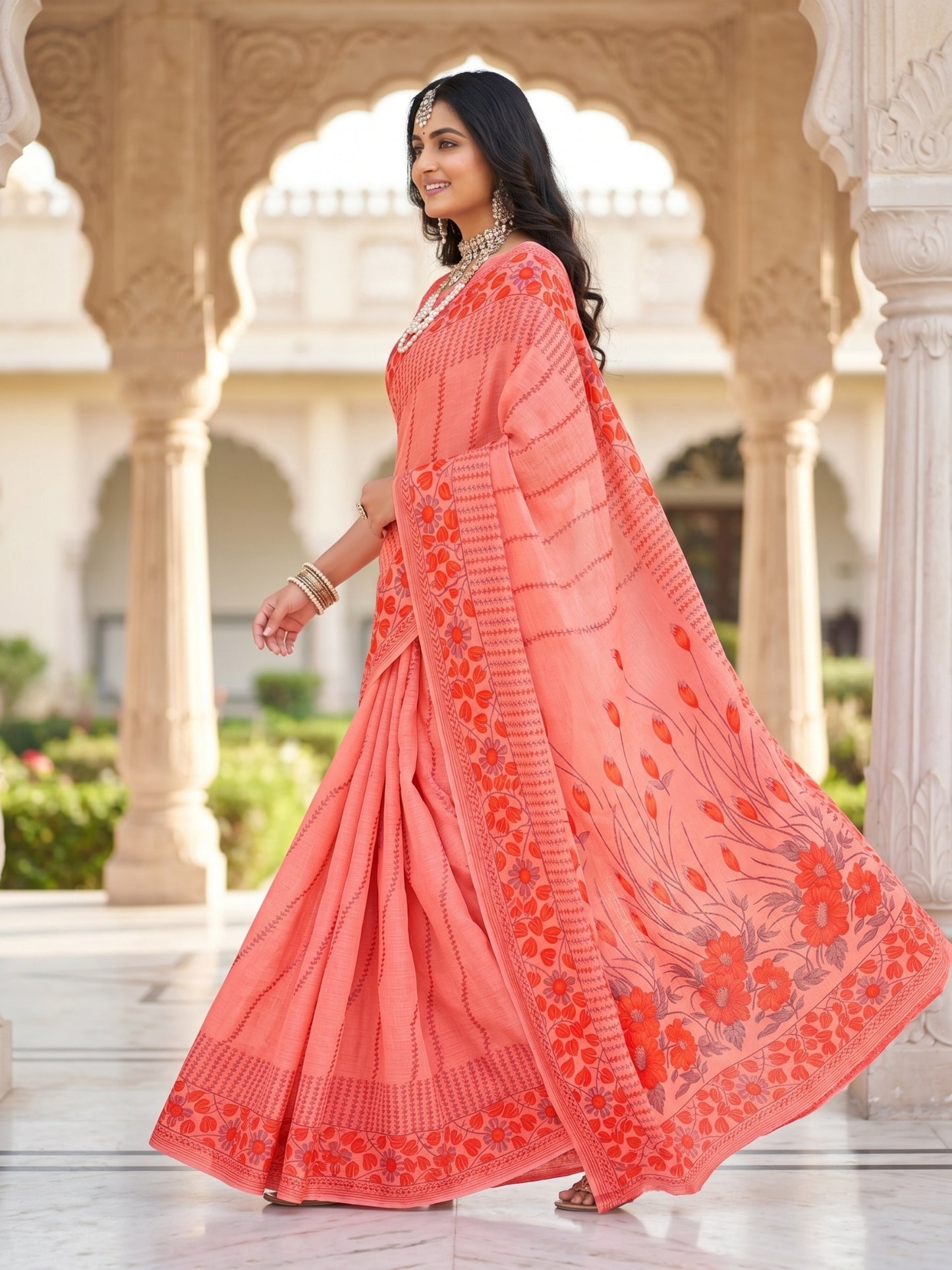 Pure Cotton Saree for Women Soft Lightweight Printed Daily Wear Traditional Casual Office Wear Saree