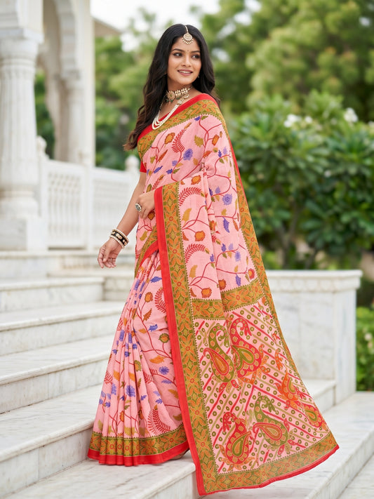 Pure Cotton Saree for Women Soft Lightweight Printed Daily Wear Traditional Casual Office Wear Saree