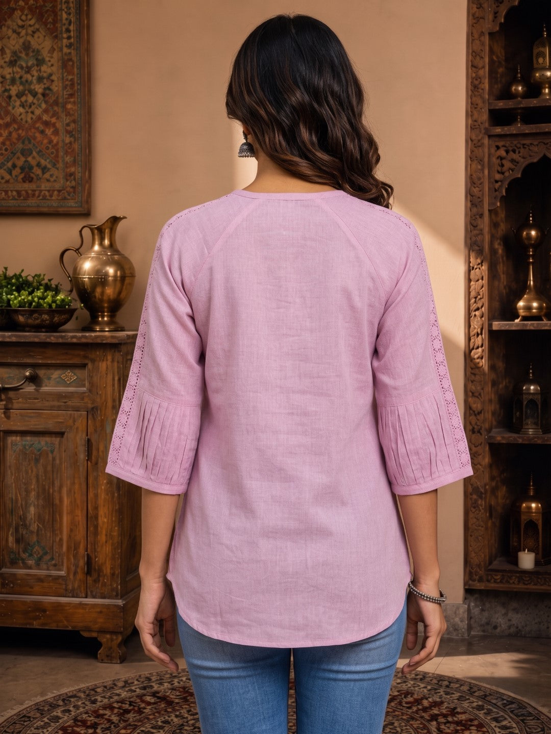 Minu Nidhi Women Solid Colour Round Neck Top