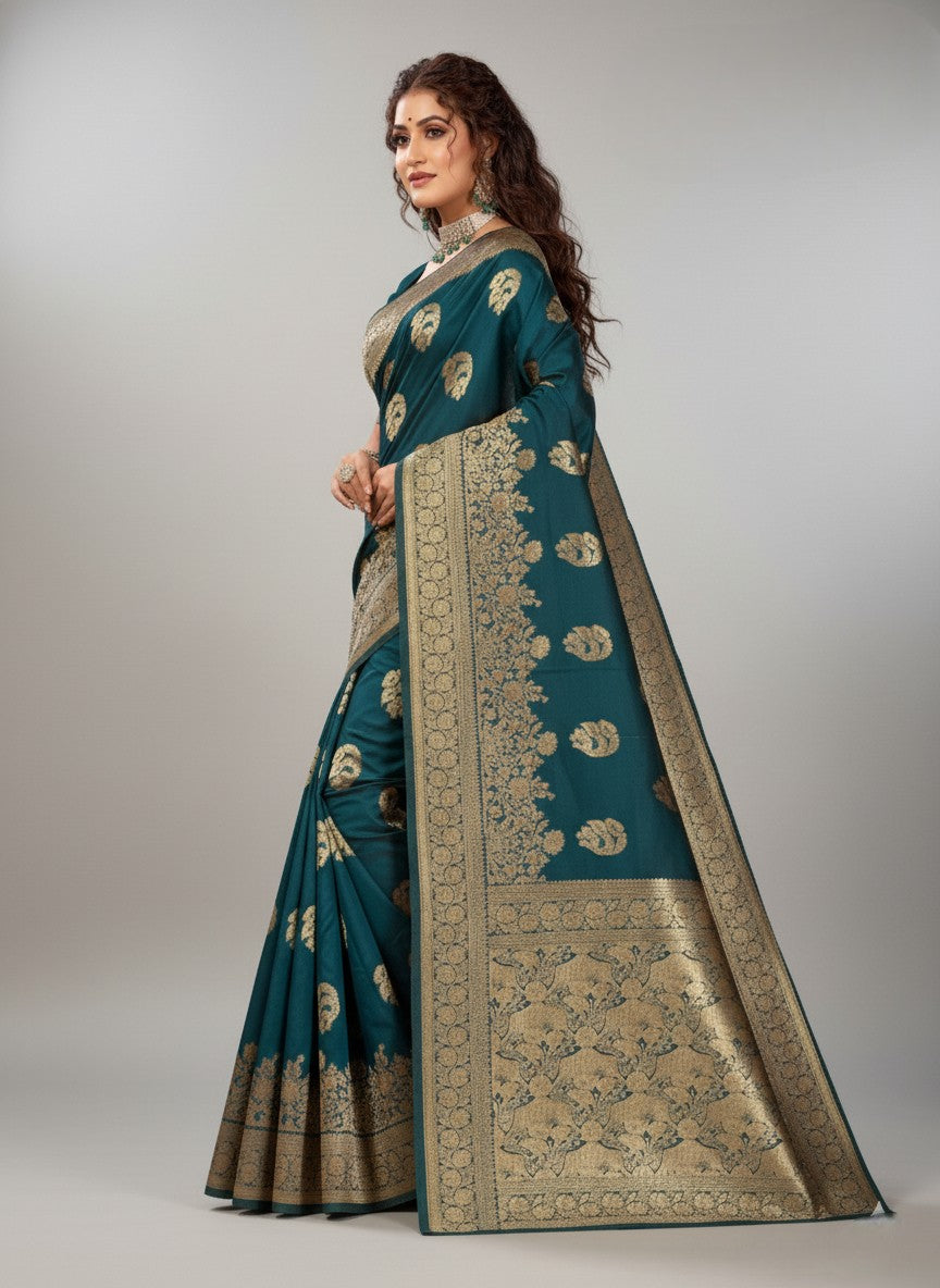 Rasmalai Litchi Silk Desiner Saree with BP 4107