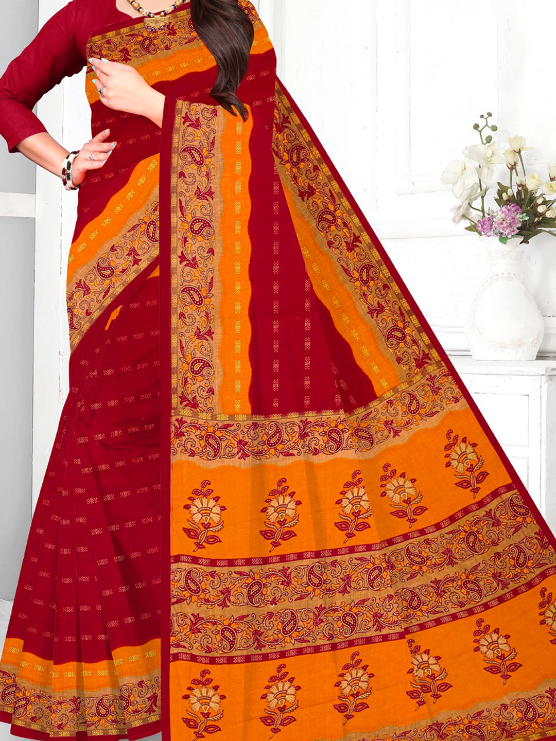 MINU SAREE HEER RED GOLD 3055