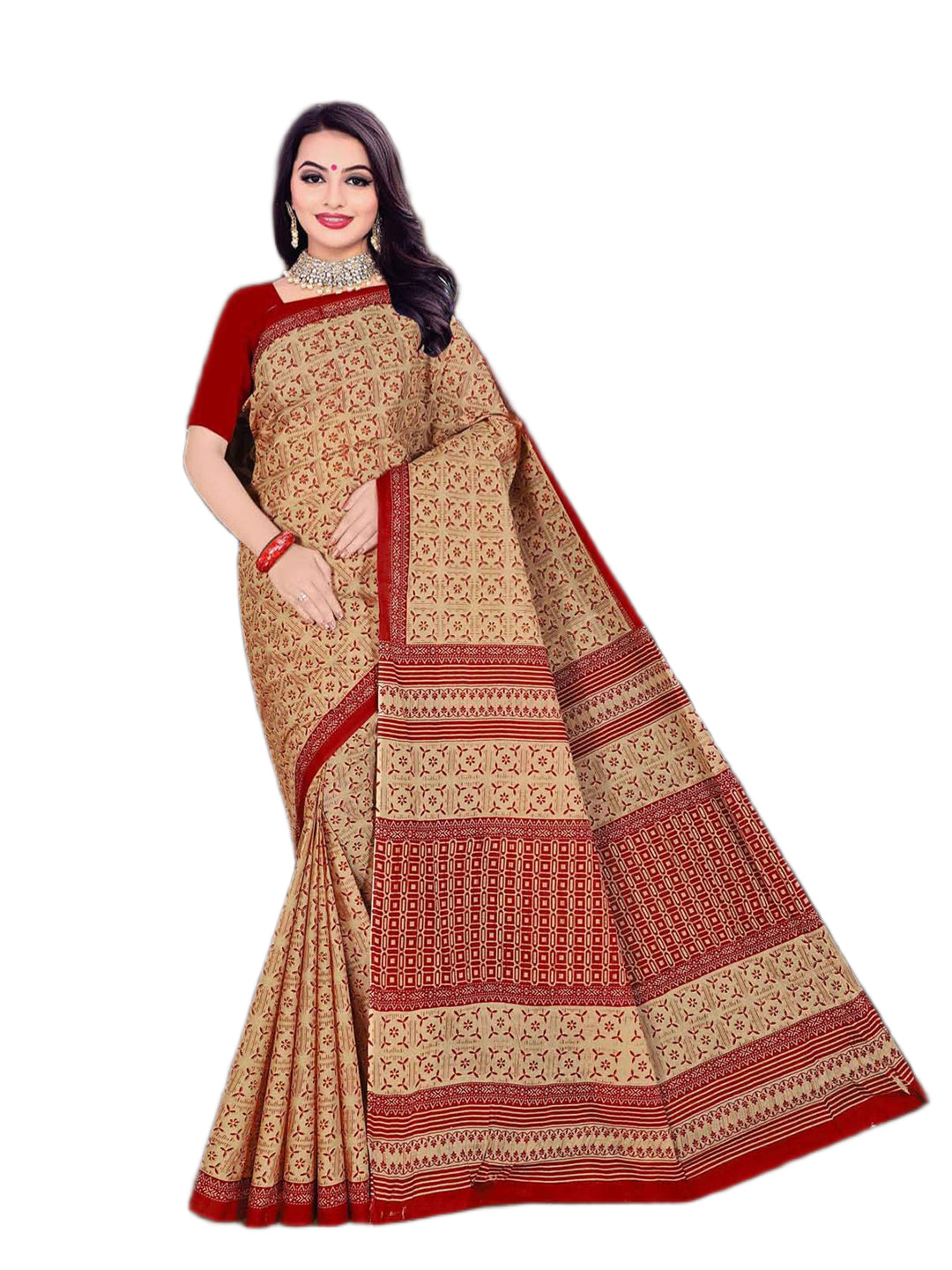 MINU SAREE MUMTAZ RED CHIKU 0001