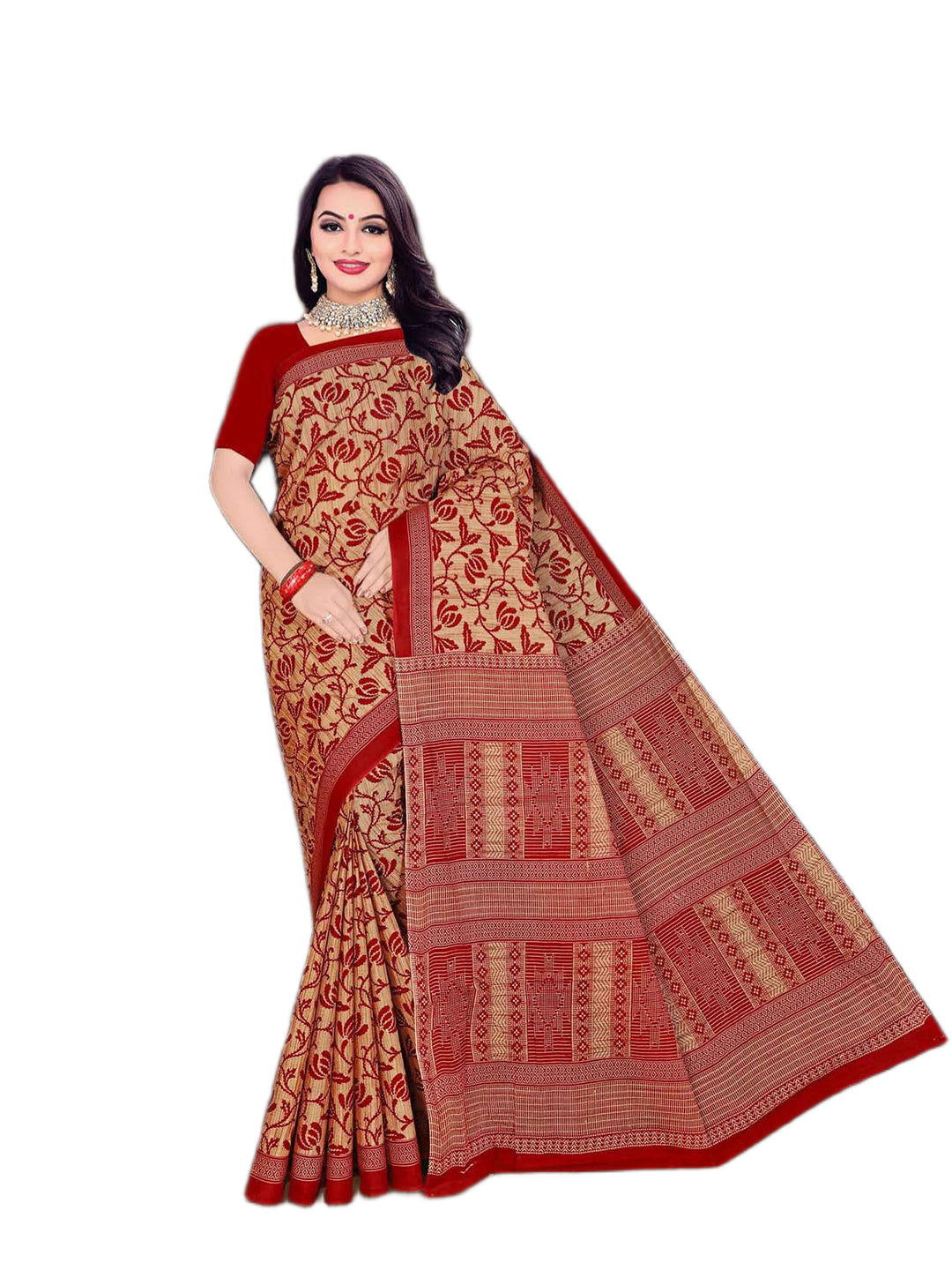 MINU SAREE MUMTAZ RED CHIKU 0034
