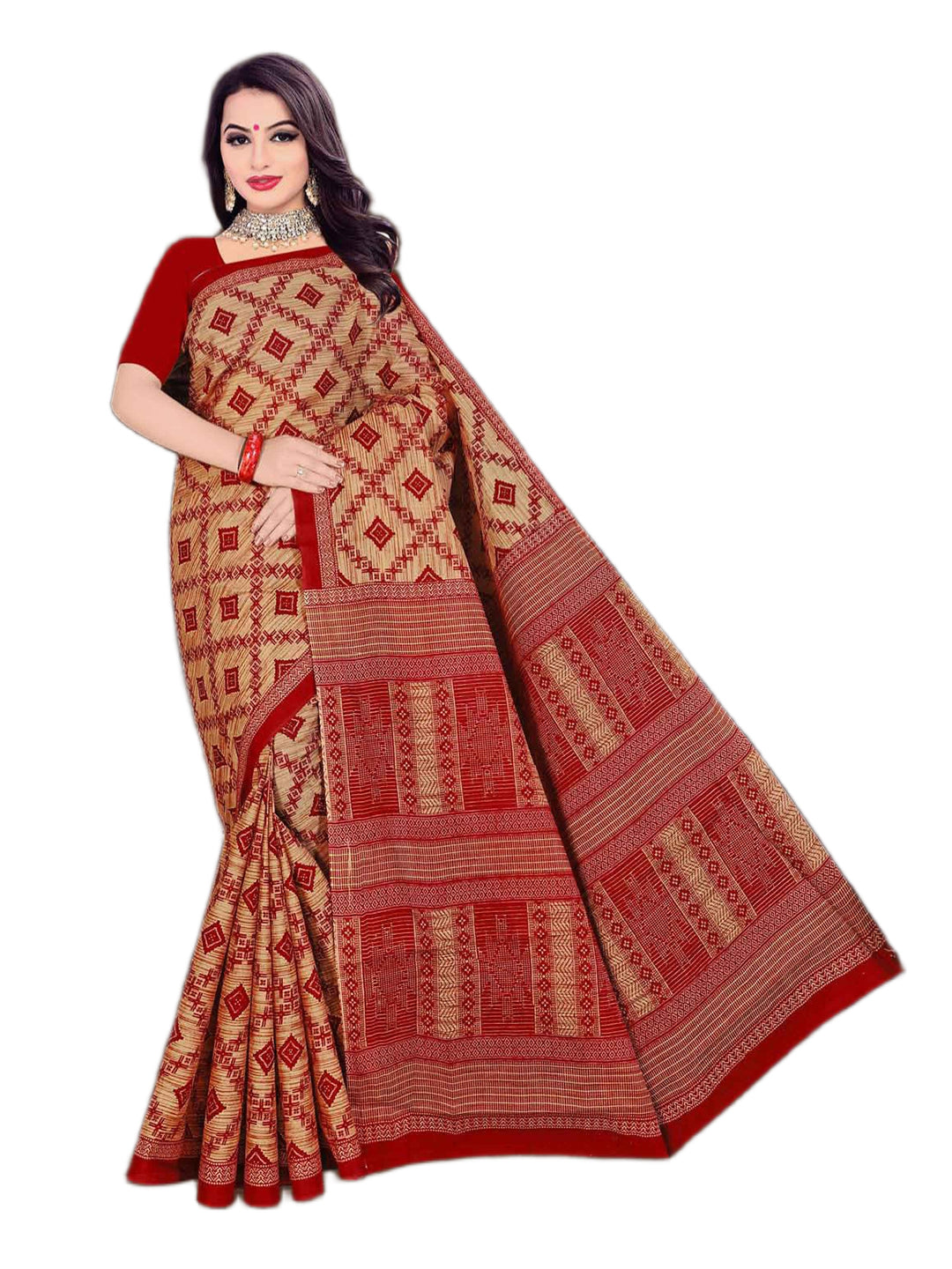 MINU SAREE MUMTAZ RED CHIKU 00910