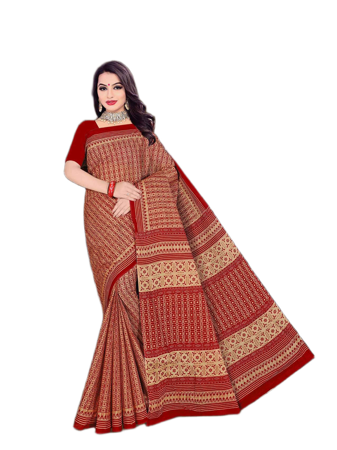 MINU SAREE MUMTAZ RED CHIKU 0023