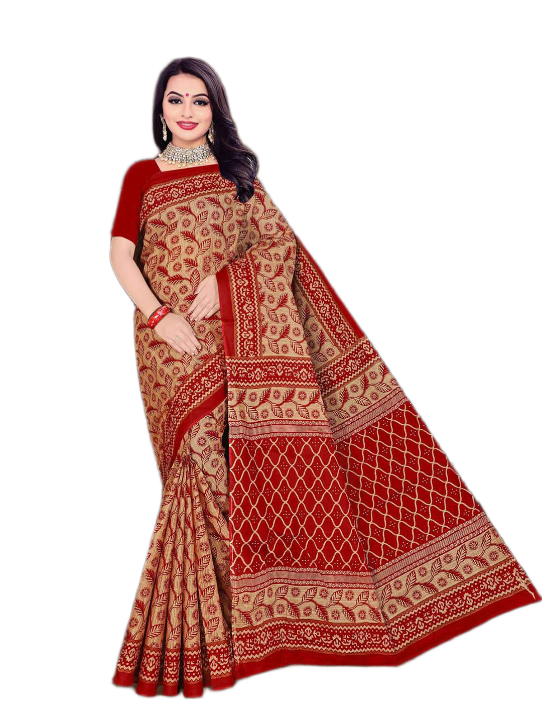 MINU SAREE MUMTAZ RED CHIKU 0056