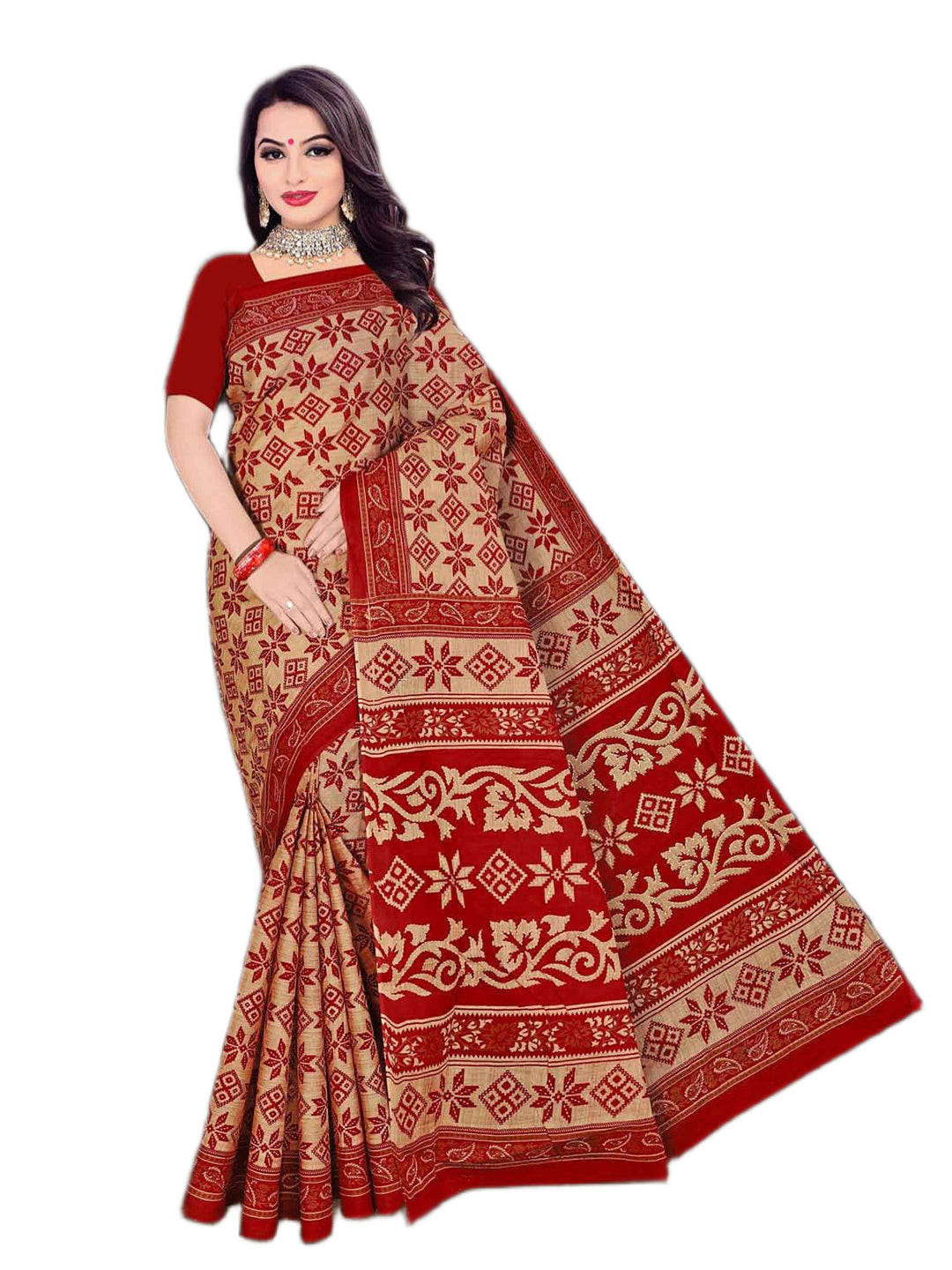 MINU SAREE MUMTAZ RED CHIKU 0067