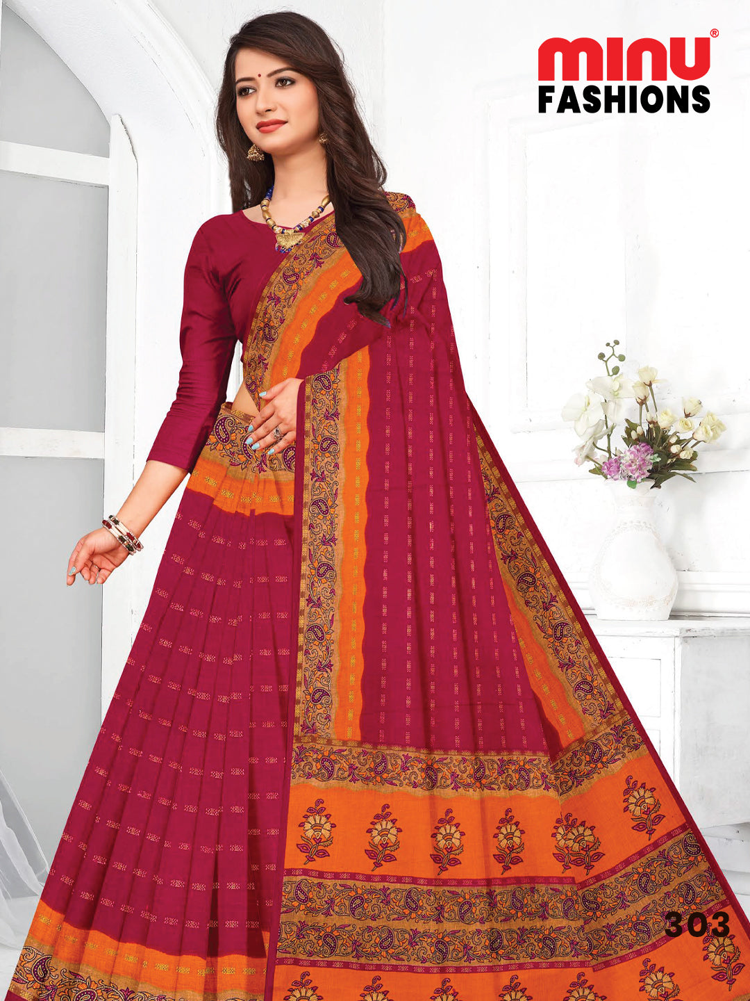 MINU SAREE HEER RED GOLD 3033