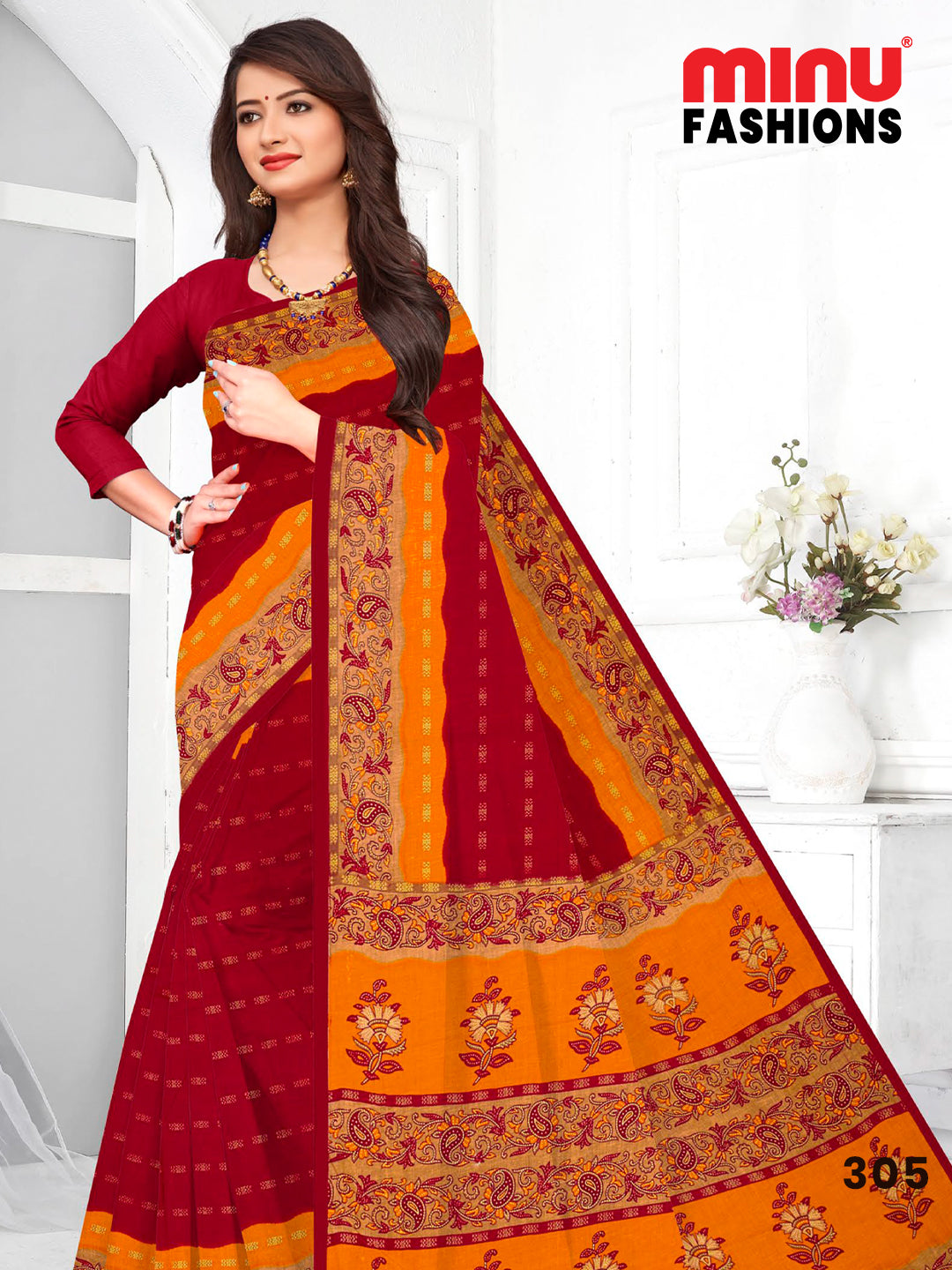 MINU SAREE HEER RED GOLD 3055