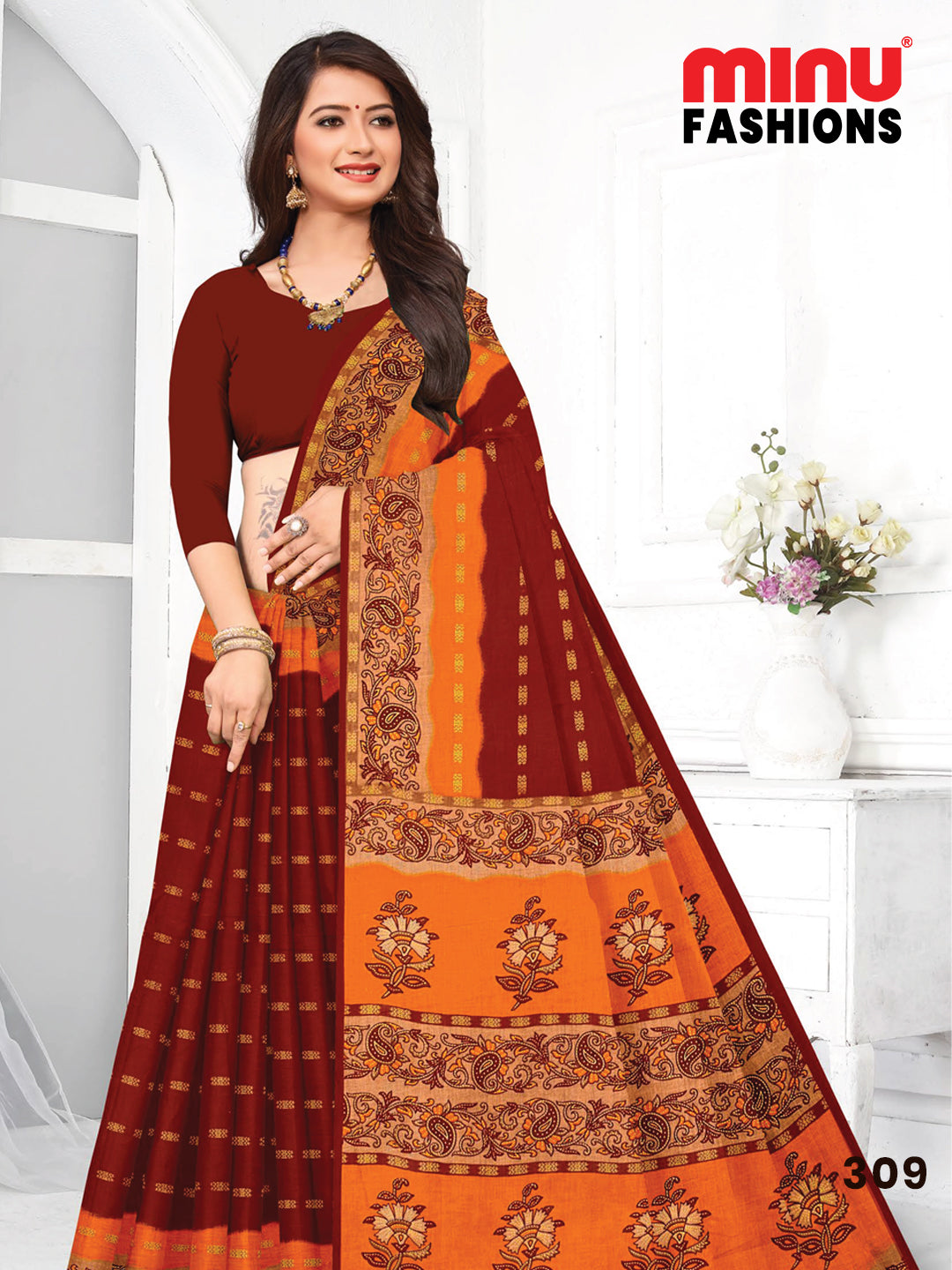 MINU SAREE HEER RED GOLD 3099