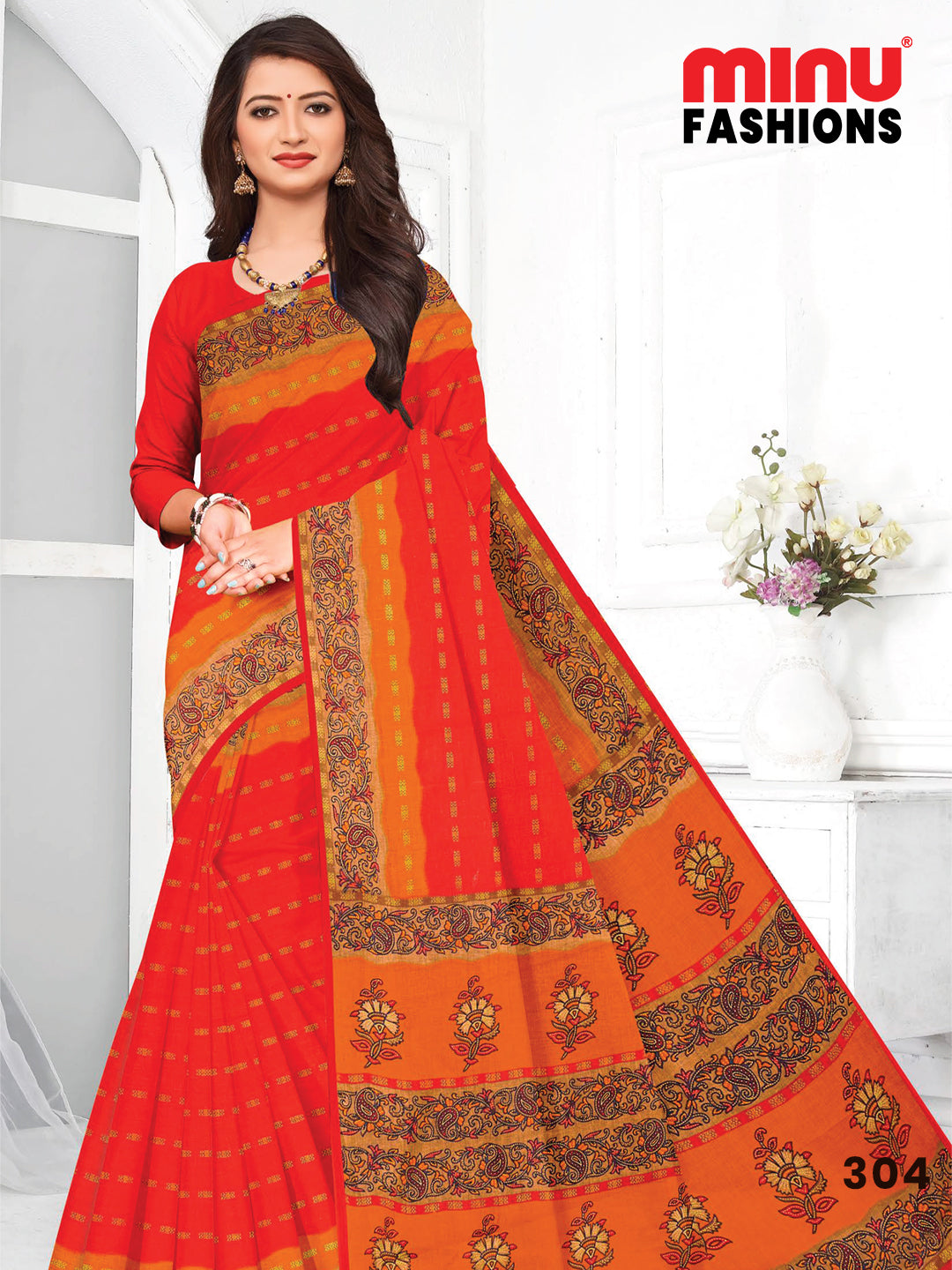 MINU SAREE HEER RED GOLD 3044