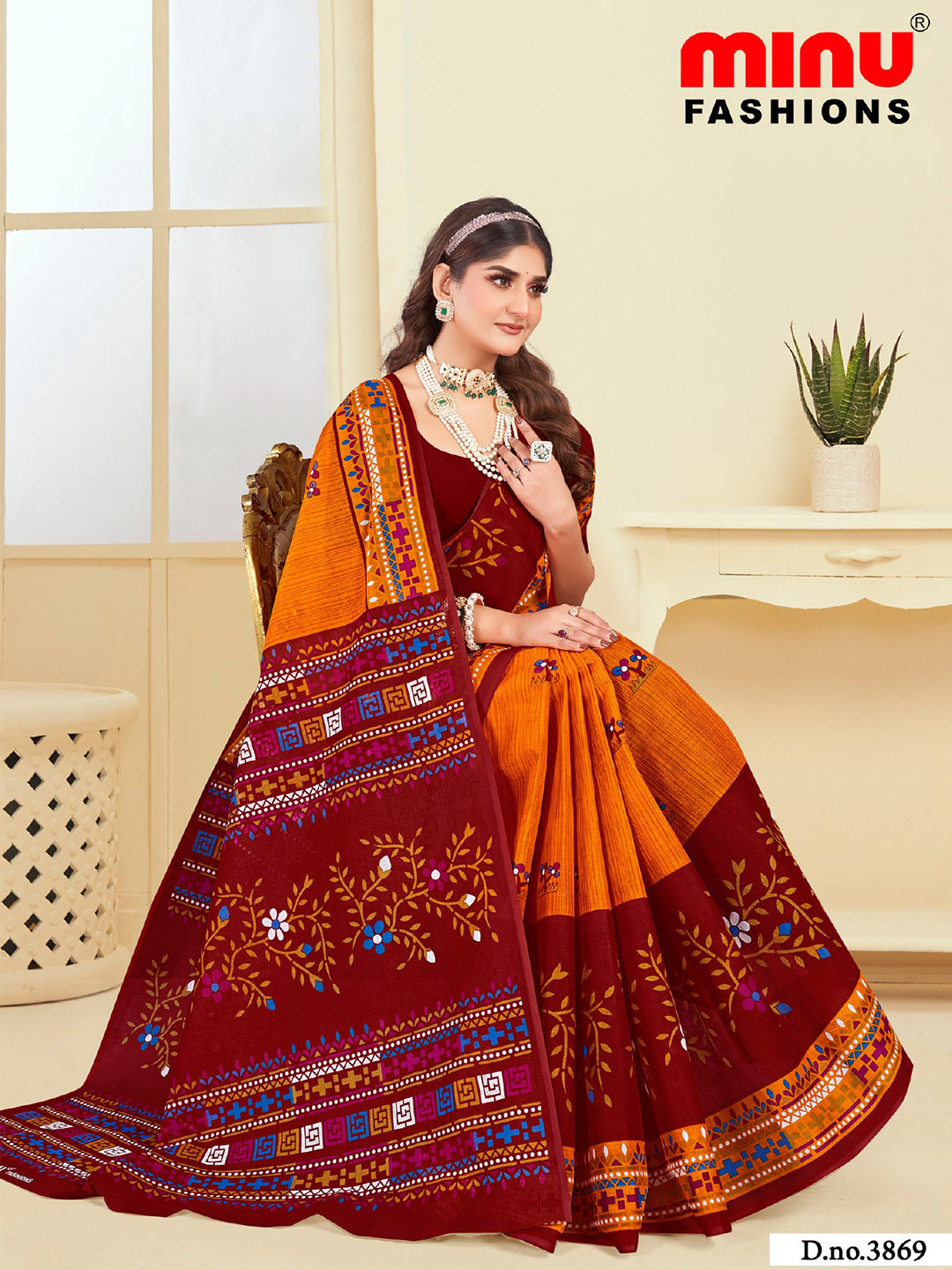 MINU SAREE SUNHERI COTTON V-4 387810