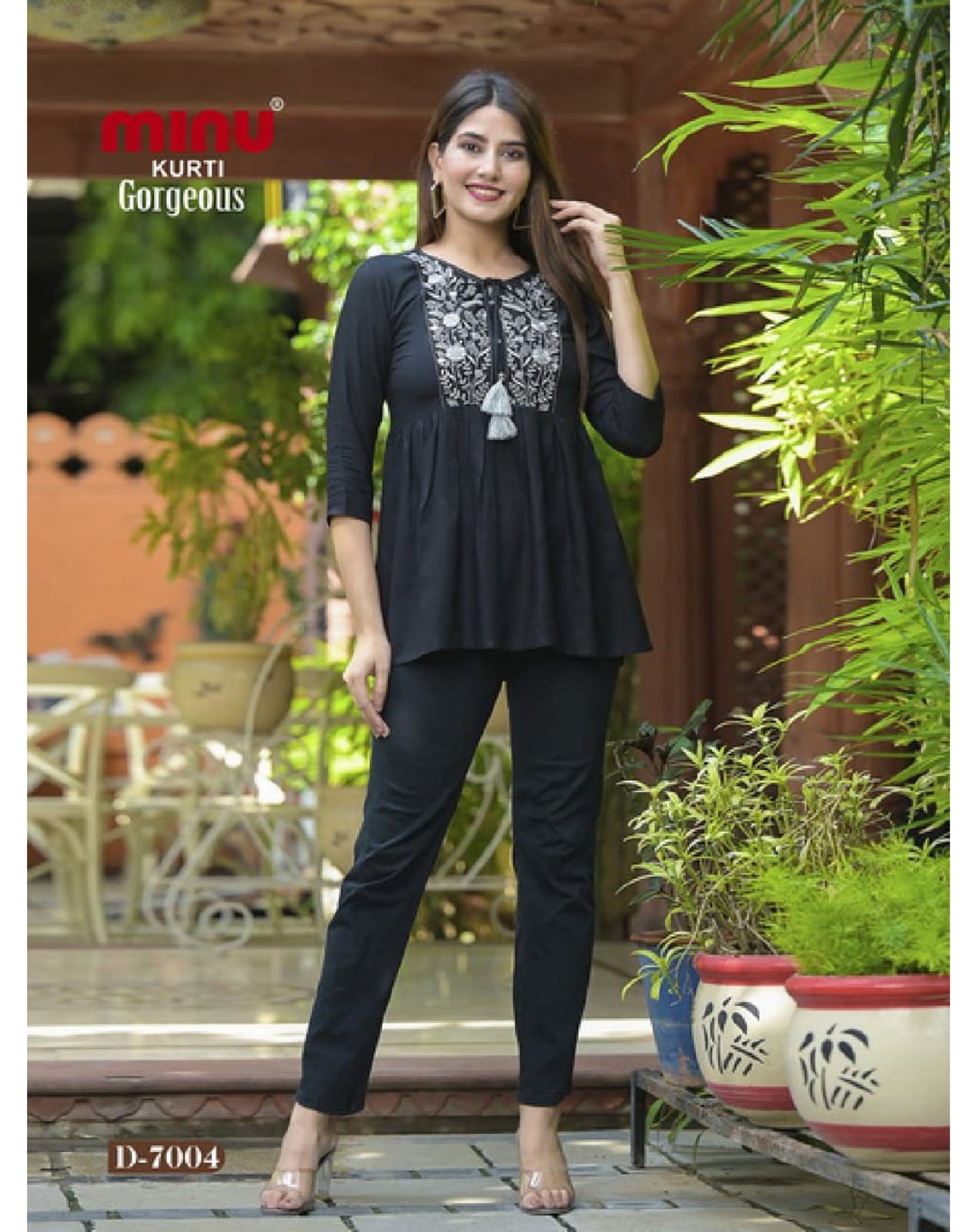 Minu Premium Rayon Embroidered Top Cum Kurti