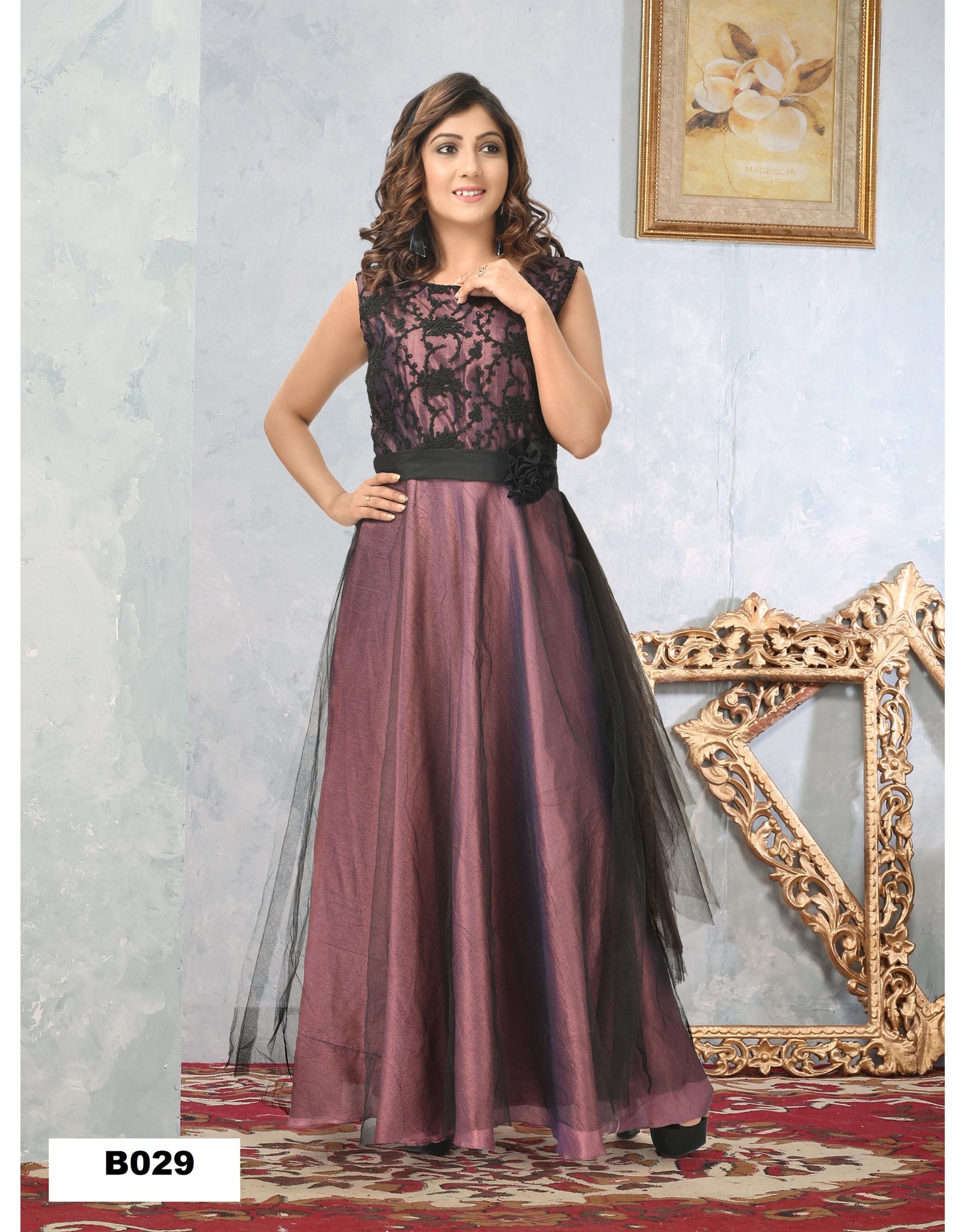 Minu Solid Fancy Silk Stitched Gown