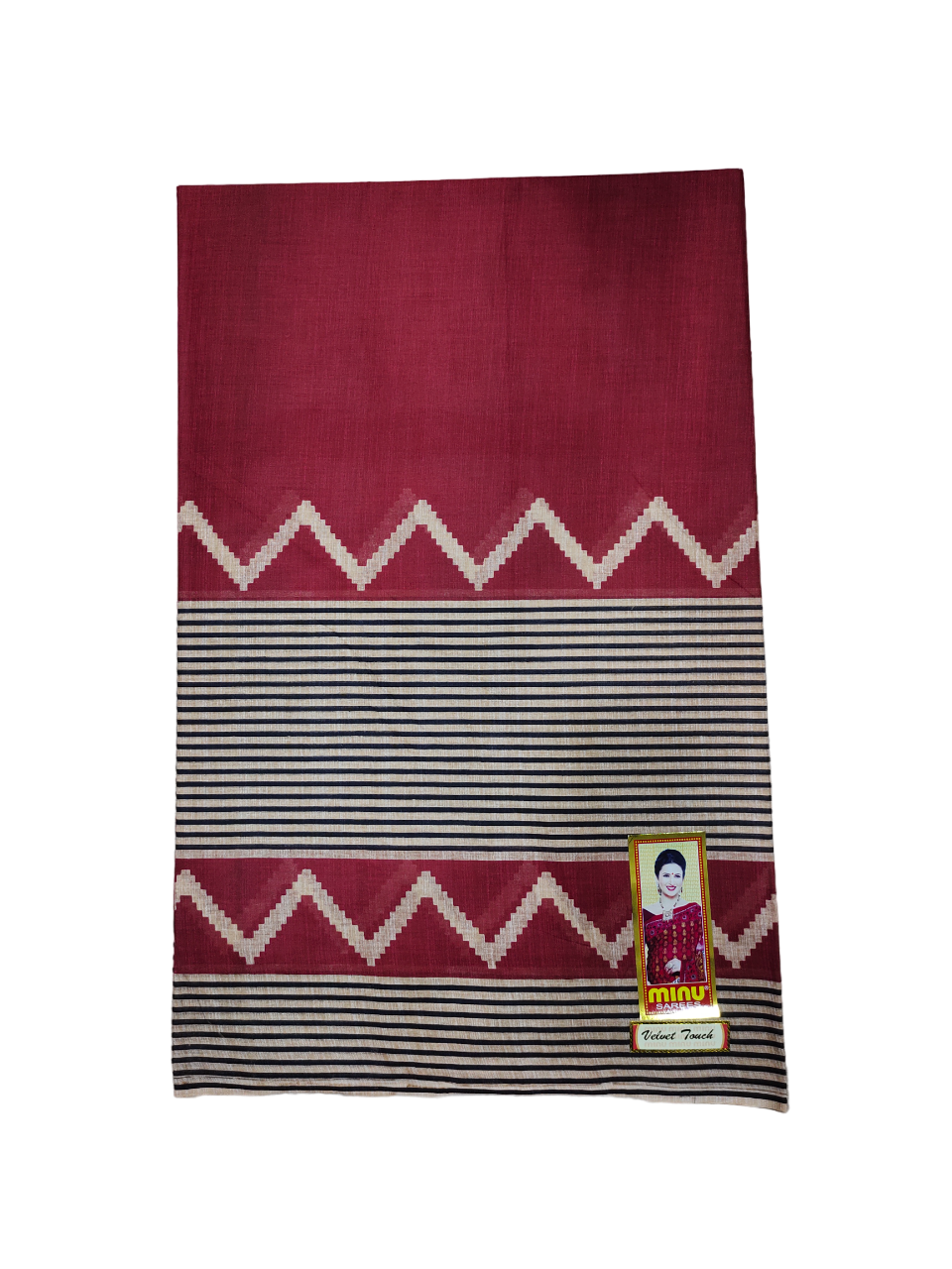 Velvet Cotton Saree in Brown and Gray Color with Beautiful Pattern