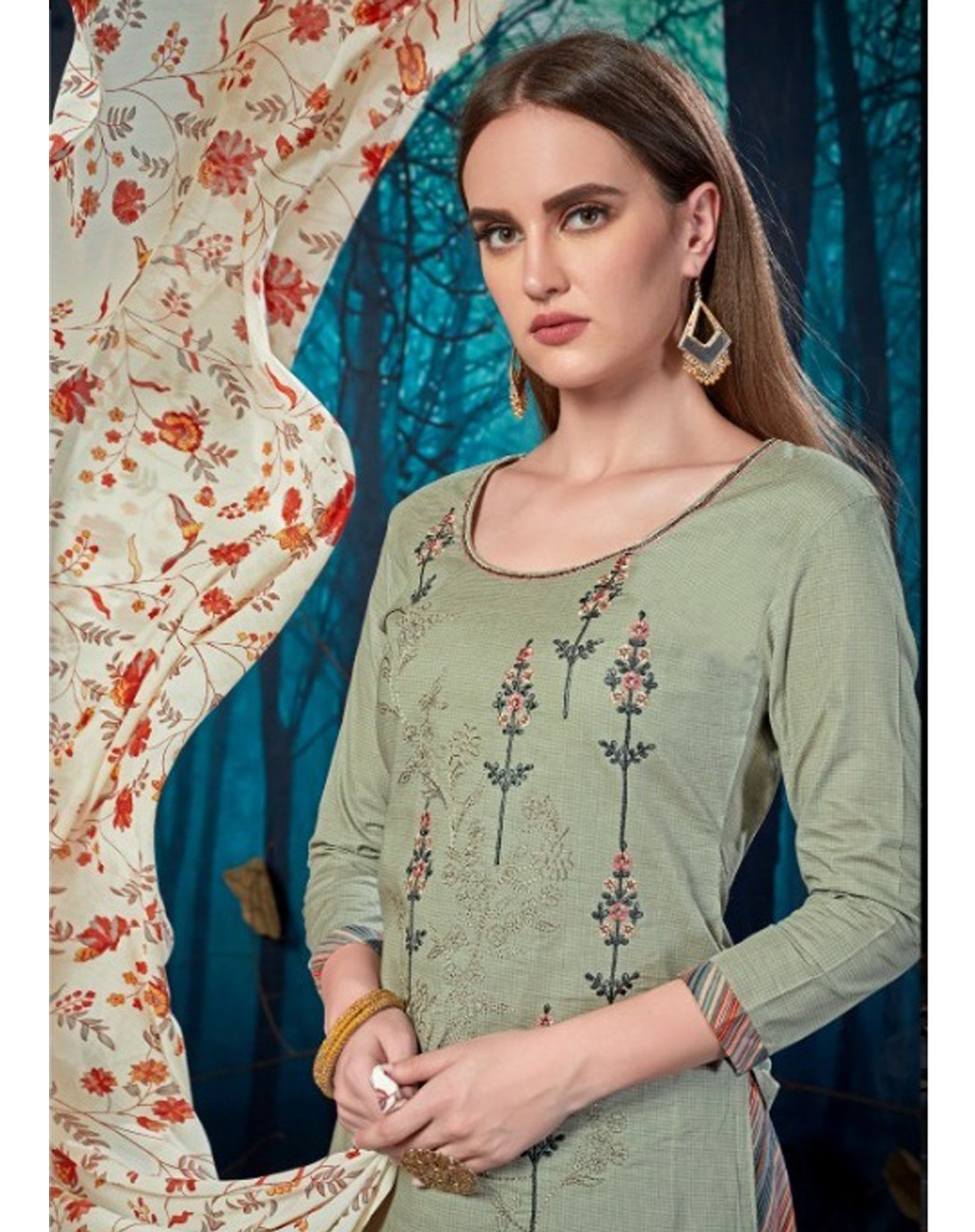 Minu Trisha Pure Cambric Cotton Embroidery Salwar Suit