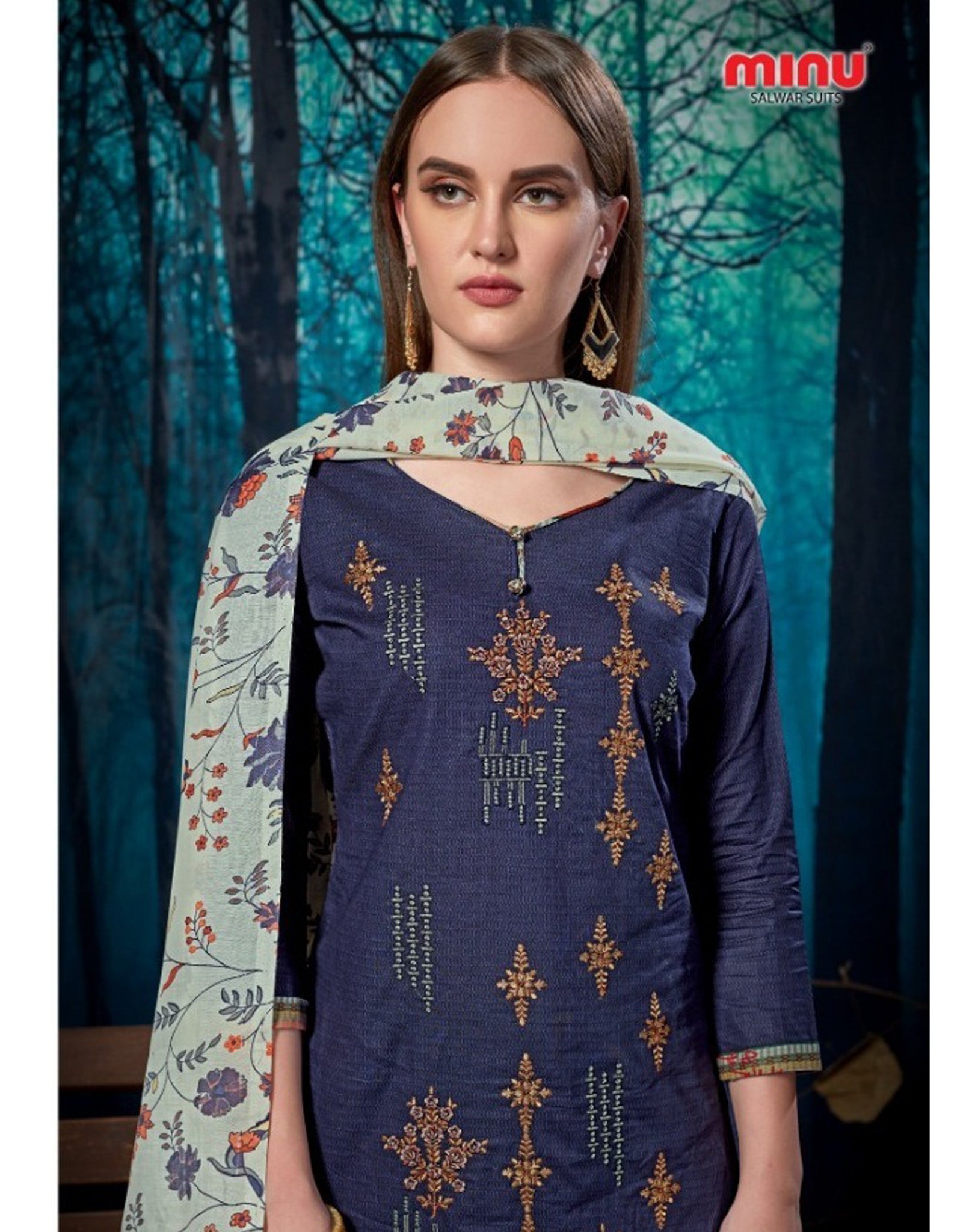 Minu Trisha Pure Cambric Cotton Embroidery Salwar Suit